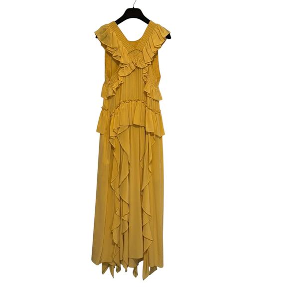 Ulla Johnson Dune Violeta Mustard Yellow Silk Maxi Dress Size 6 - Picture 3 of 13